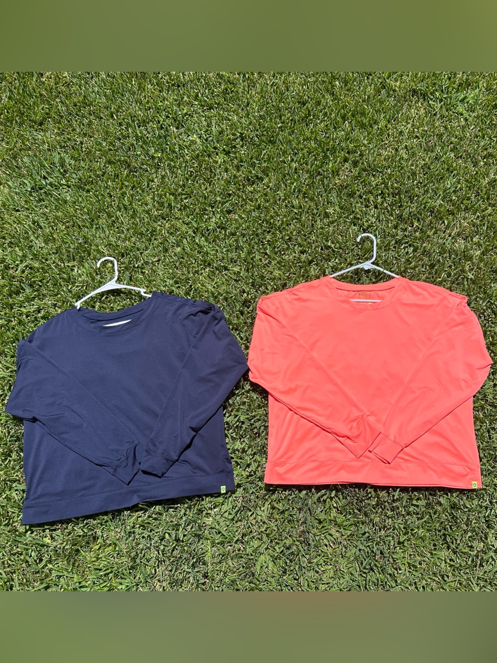 Lucky In Love Long Sleeve Top Blue Coral Tennis Pickleball Golf Lot of 2 Large